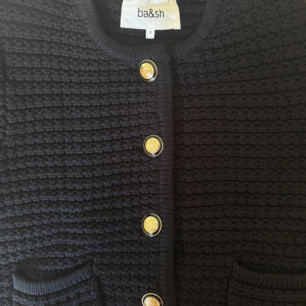 NEW Ba&sh Bash Gaspard Tweed Cardigan Jacket in Black | size 2 M US6 UK10 - Picture 9 of 14